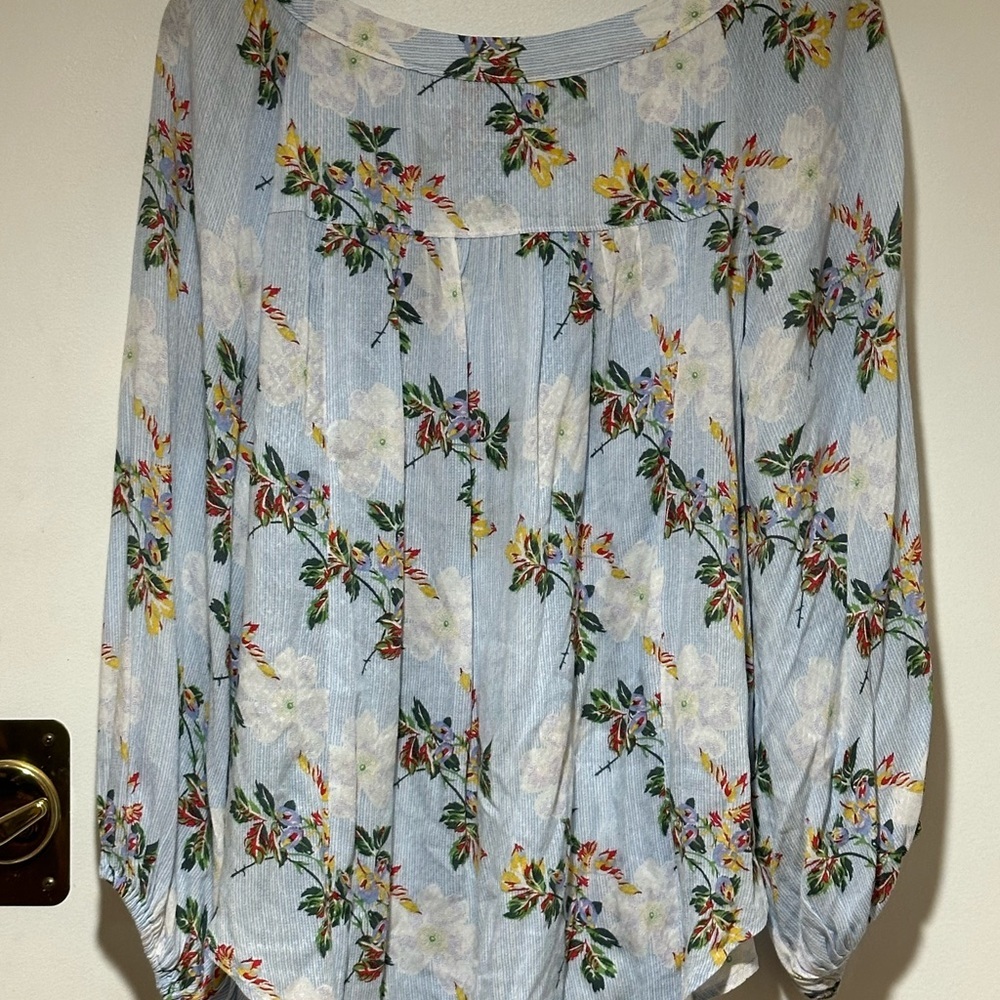 Anthropologie Maeve Boswell striped floral blouse 8 - Picture 8 of 10